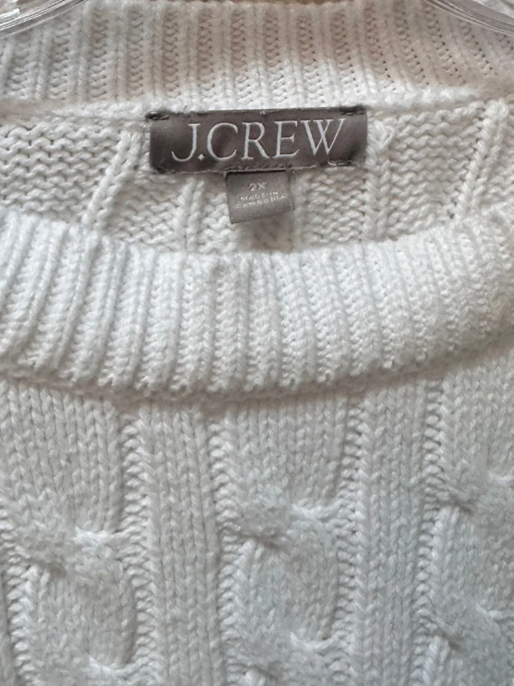 J. Crew White Cable Knit Sweater - Women's 2X